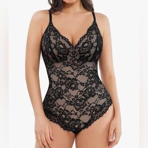 Popilush Lace Smooth Firm Control Thong Shapewear Bodysuit